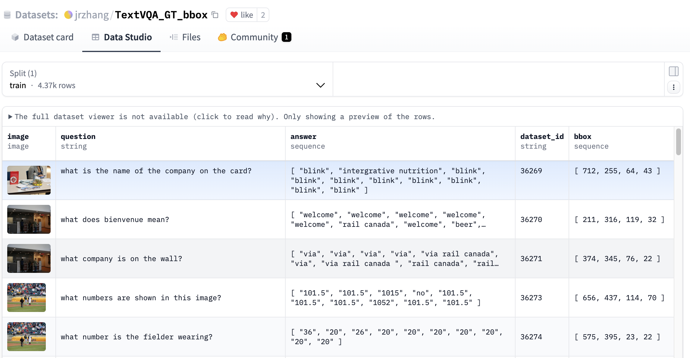 TextVQA(包含边框信息)数据集样例